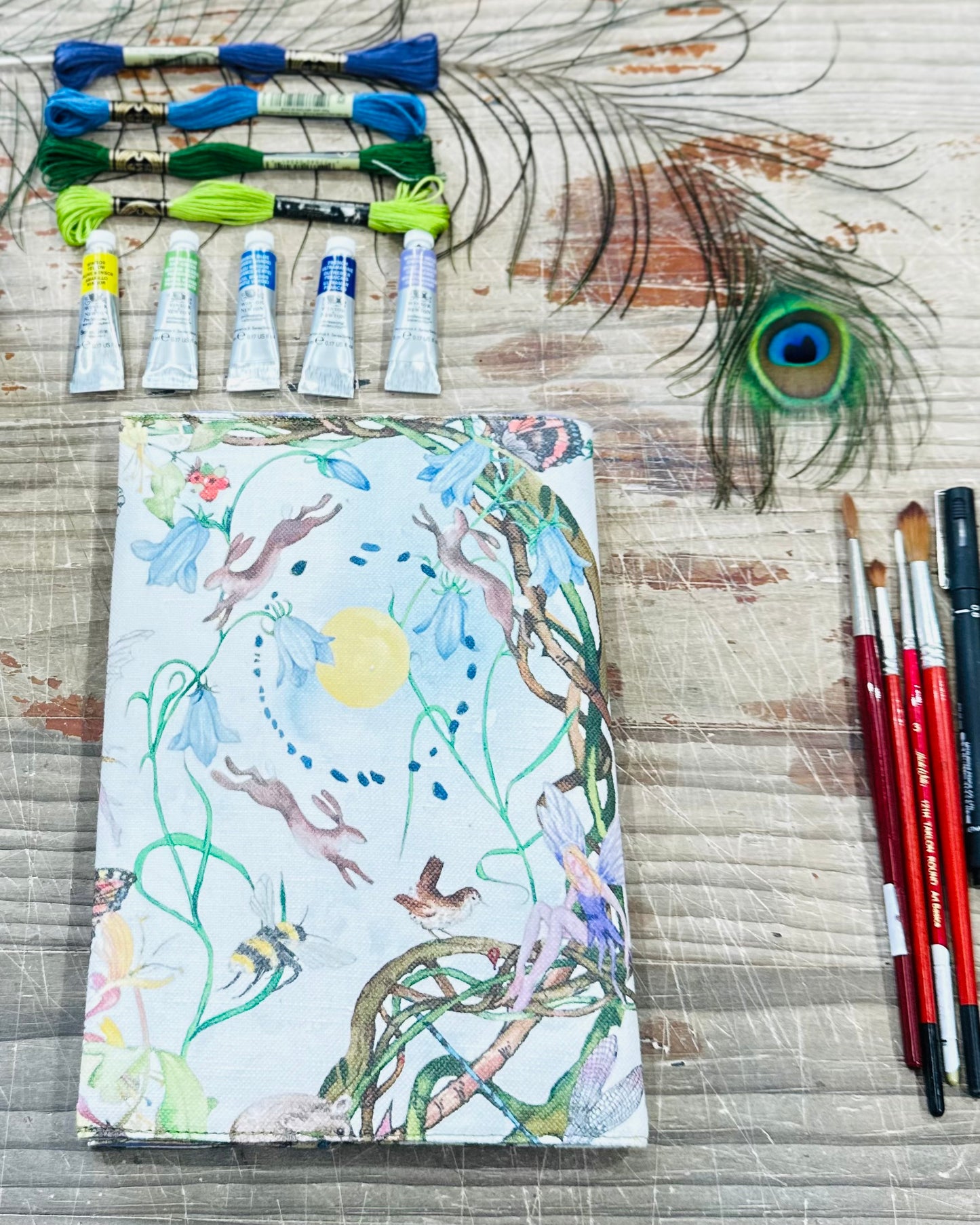 Honeysuckle and Hare Oracle Fabric A5 Dust Jacket