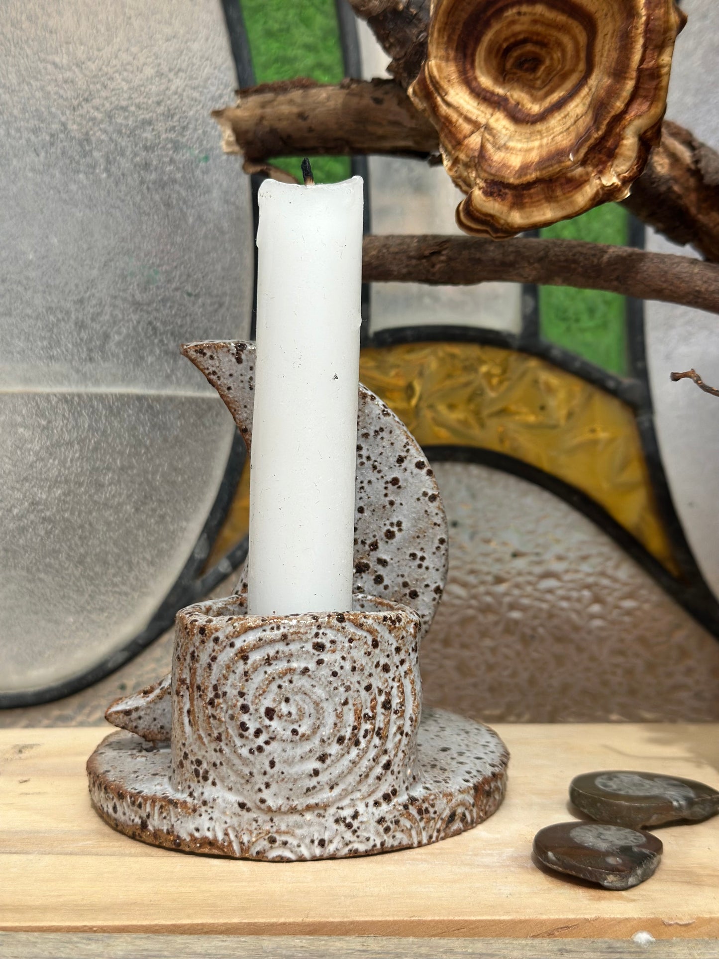 Crescent Moon Candle & Smudge Holder