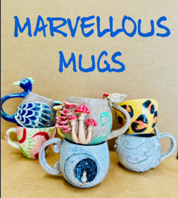 Sunday 2nd Nov 10am - 12noon - Marvellous Mugs and Crystal Cups - Creating in clay and surface decoration workshop
