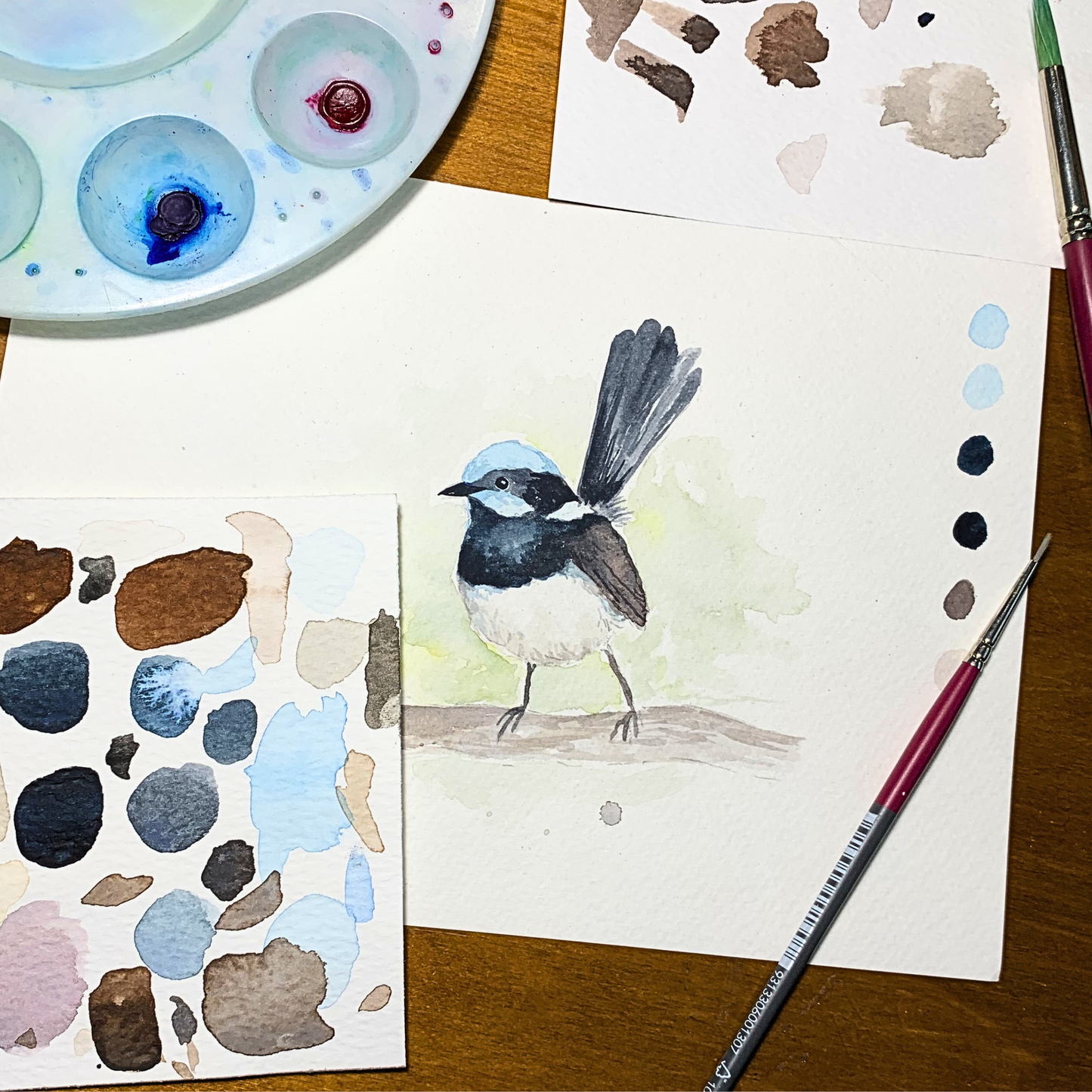 Sat 13th June 2-5pm - Watercolour Workshop Blue Fairy Wren - Advanced Beginner