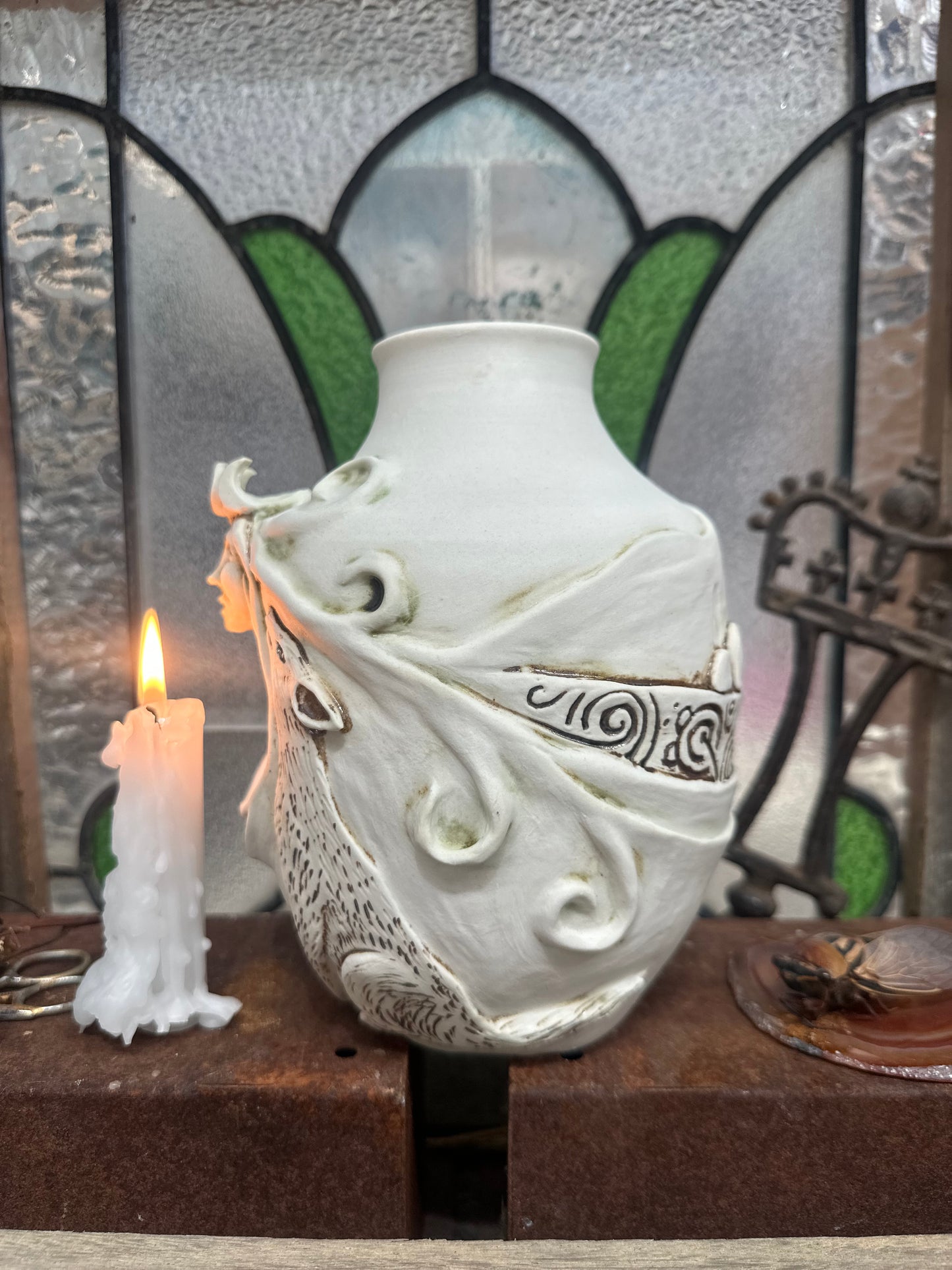 🌕 Wild Woman of the Stone Circle - Porcelain Vase