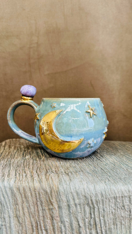 Moon Magic Crystal Mugs with lepidolite