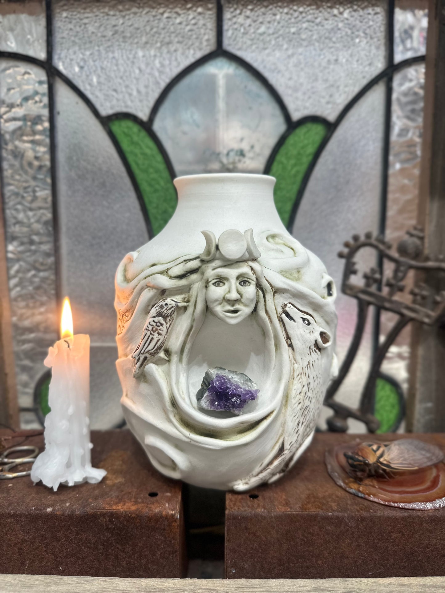 🌕 Wild Woman of the Stone Circle - Porcelain Vase