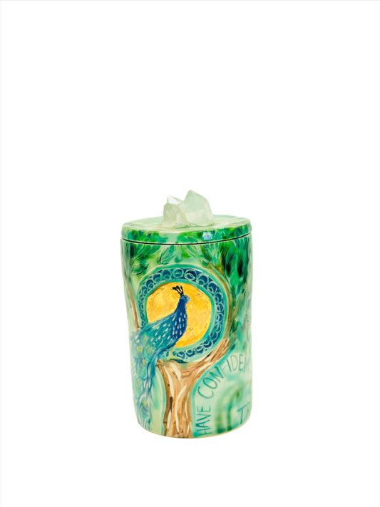 Peacock Vase with quartz