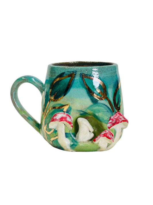 Rabbit in the Grasses Mug (blue green)