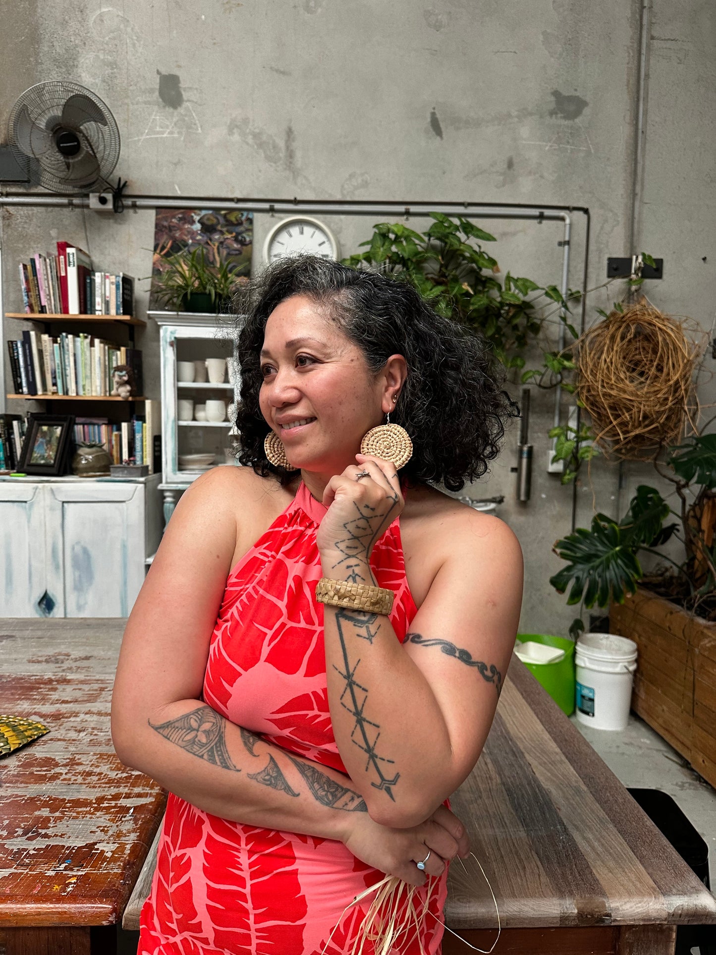 Sun 7th Dec 10am -12noon Raffia Earring Weaving Workshop with Maryann Talia Pau