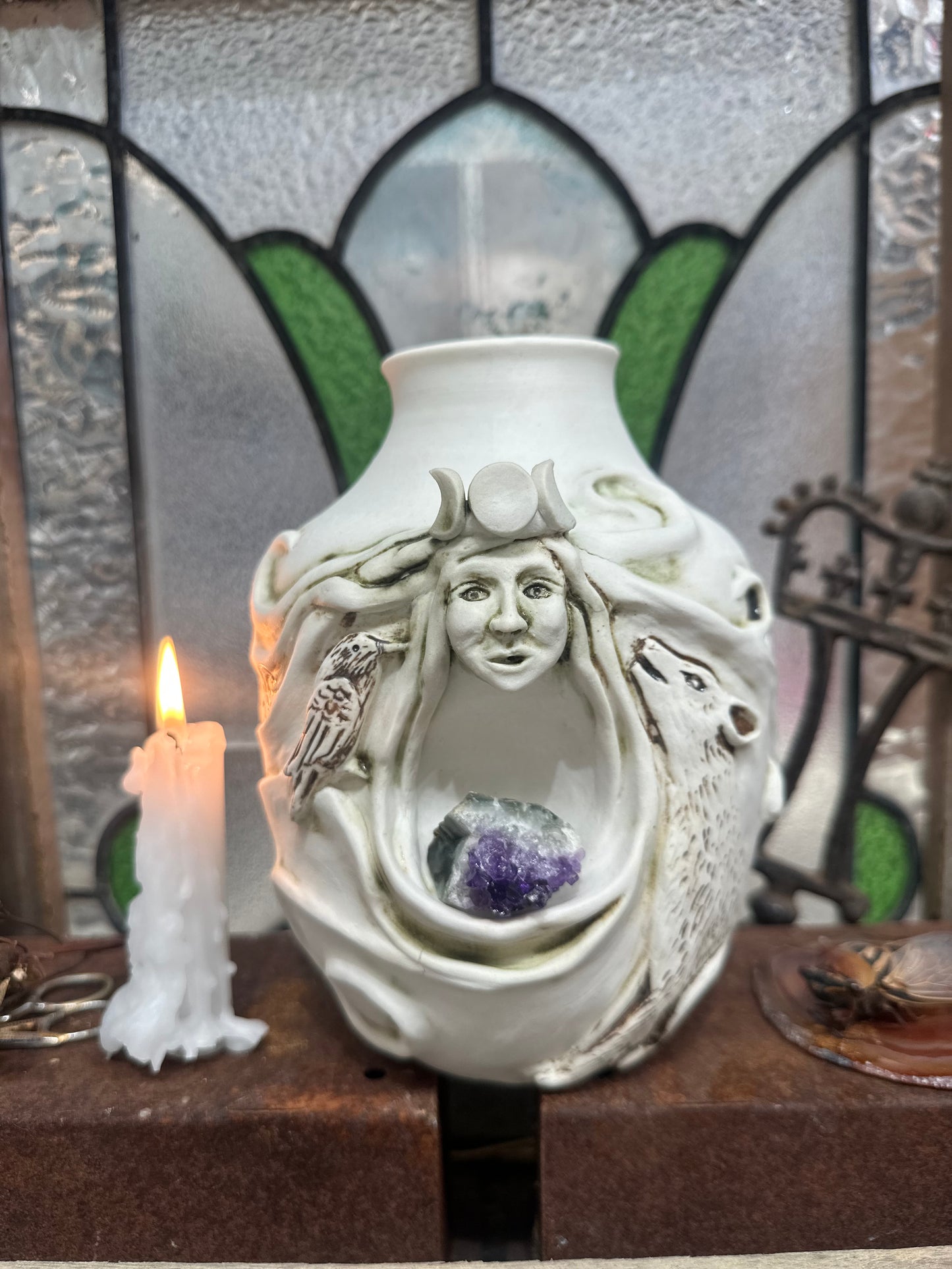 🌕 Wild Woman of the Stone Circle - Porcelain Vase