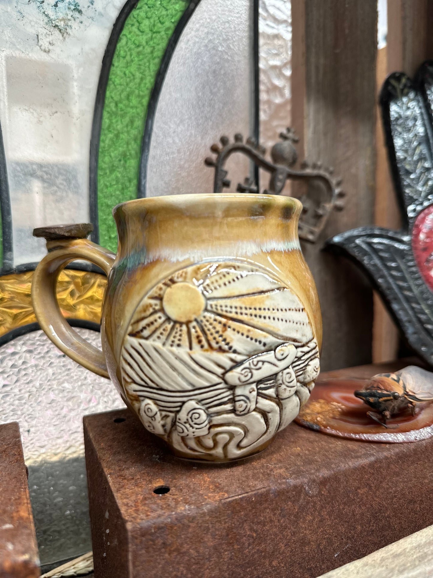 Standing Stone Sunrise Ammonite Crystal Mug