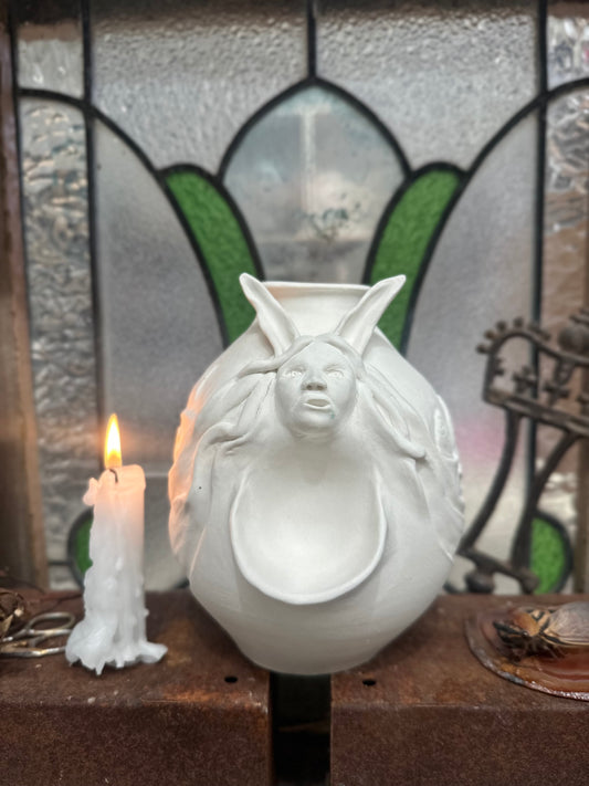 🌕 Hare Goddess of the Standing Stones - Porcelain Vase