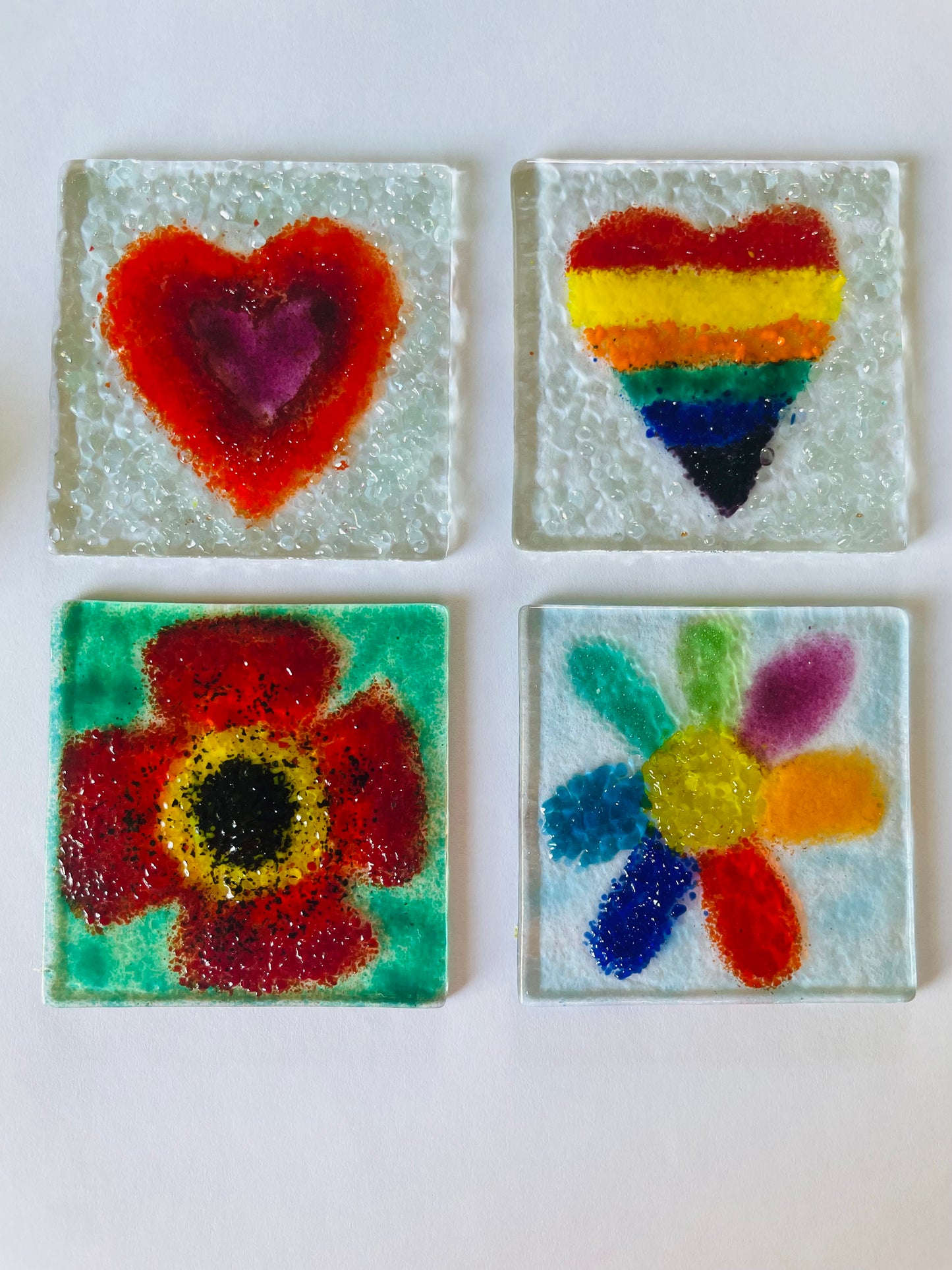 HOT GLASS ART! Fun with Frit! Sunday 9th February 10am-12noon - Be My Valentine - Glass fused Hearts and Flowers