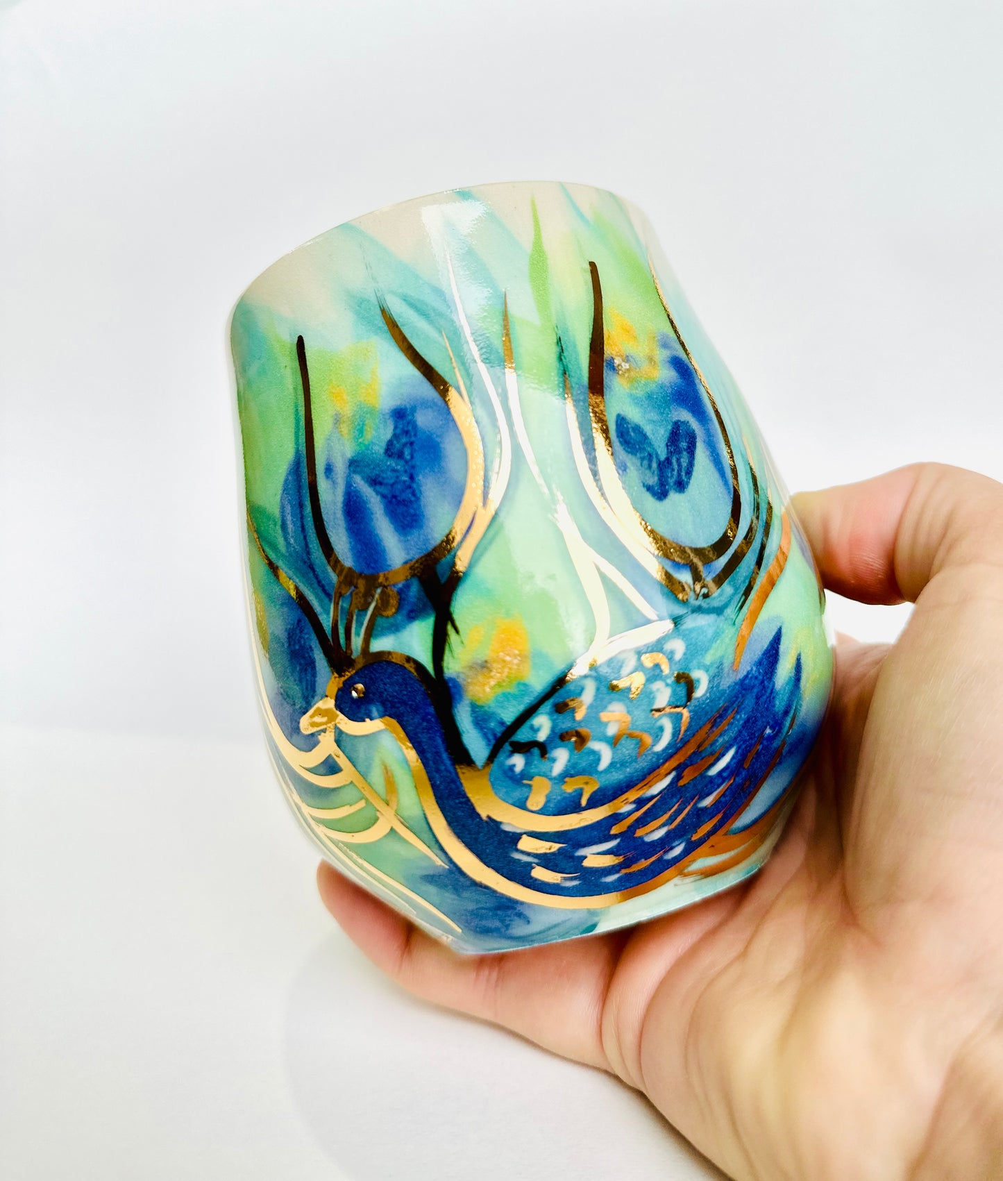 Peacock Lapis Lazuli Crystal Mug