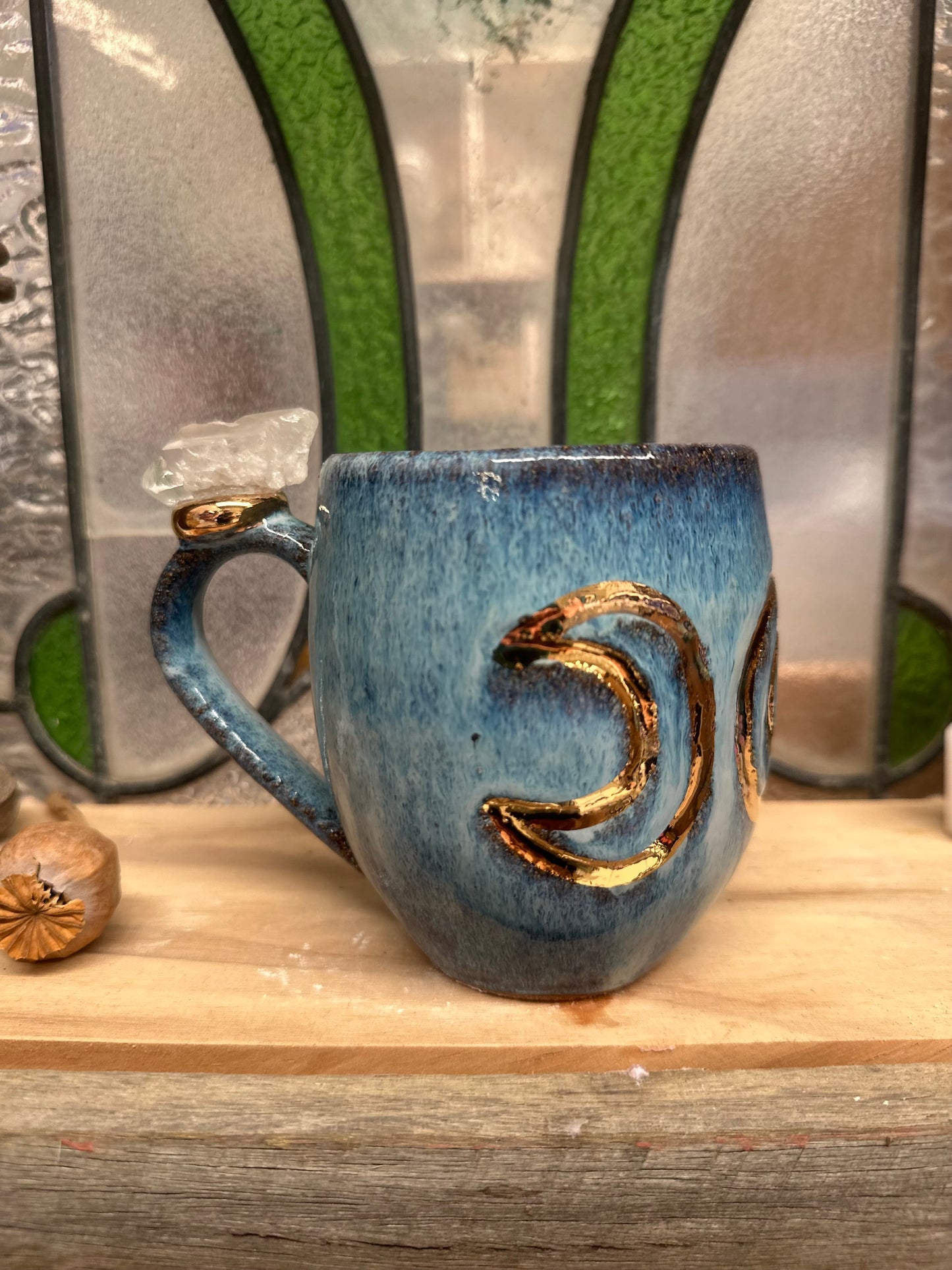 Triple Goddess Crystal Mug – Natural Quartz Point