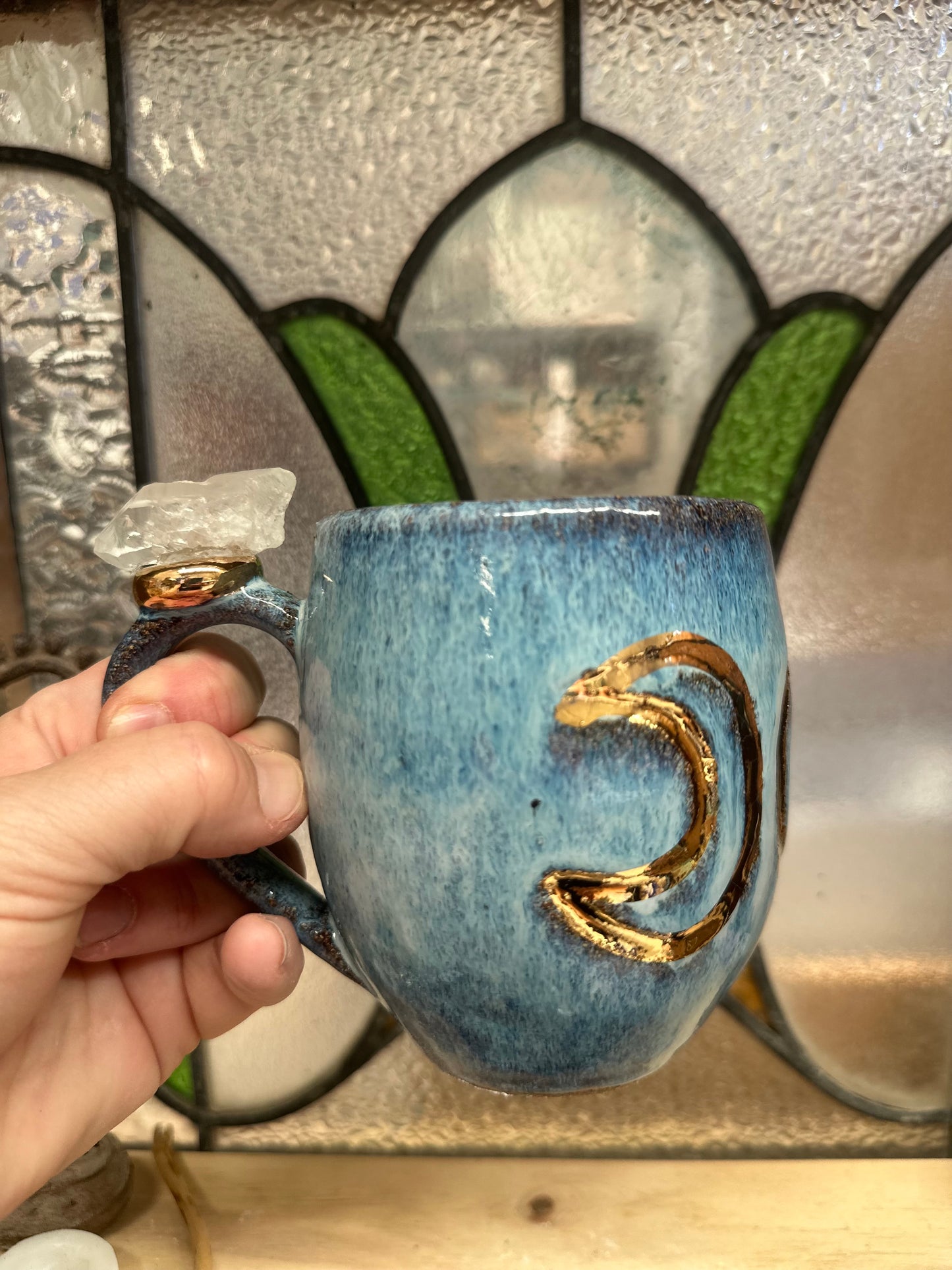 Triple Goddess Crystal Mug – Natural Quartz Point