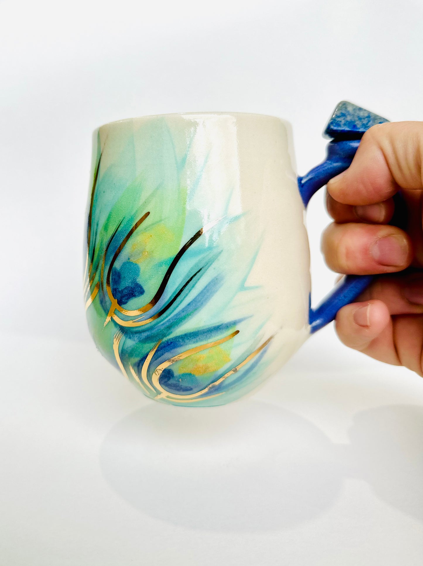 Peacock Lapis Lazuli Crystal Mug