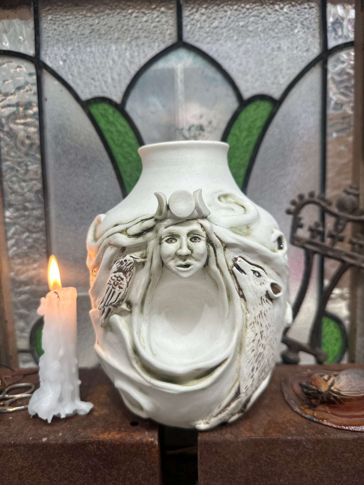 🌕 Wild Woman of the Stone Circle - Porcelain Vase