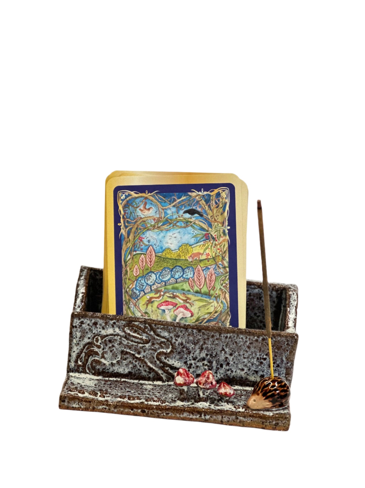 Hare and Hedgehog Pottery Oracle / Tarot Deck holder