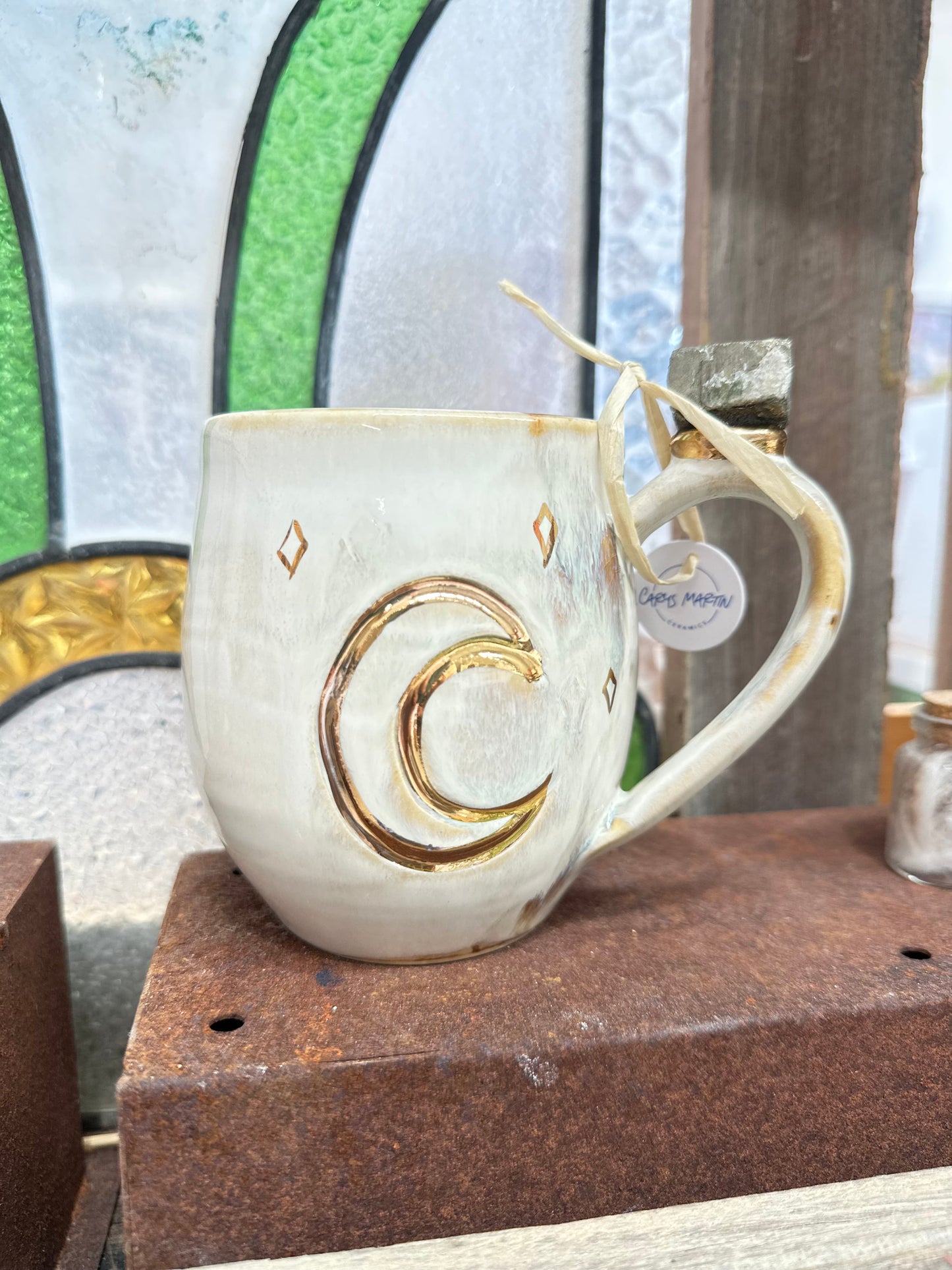 Sun and Moon Pyrite Crystal Mug