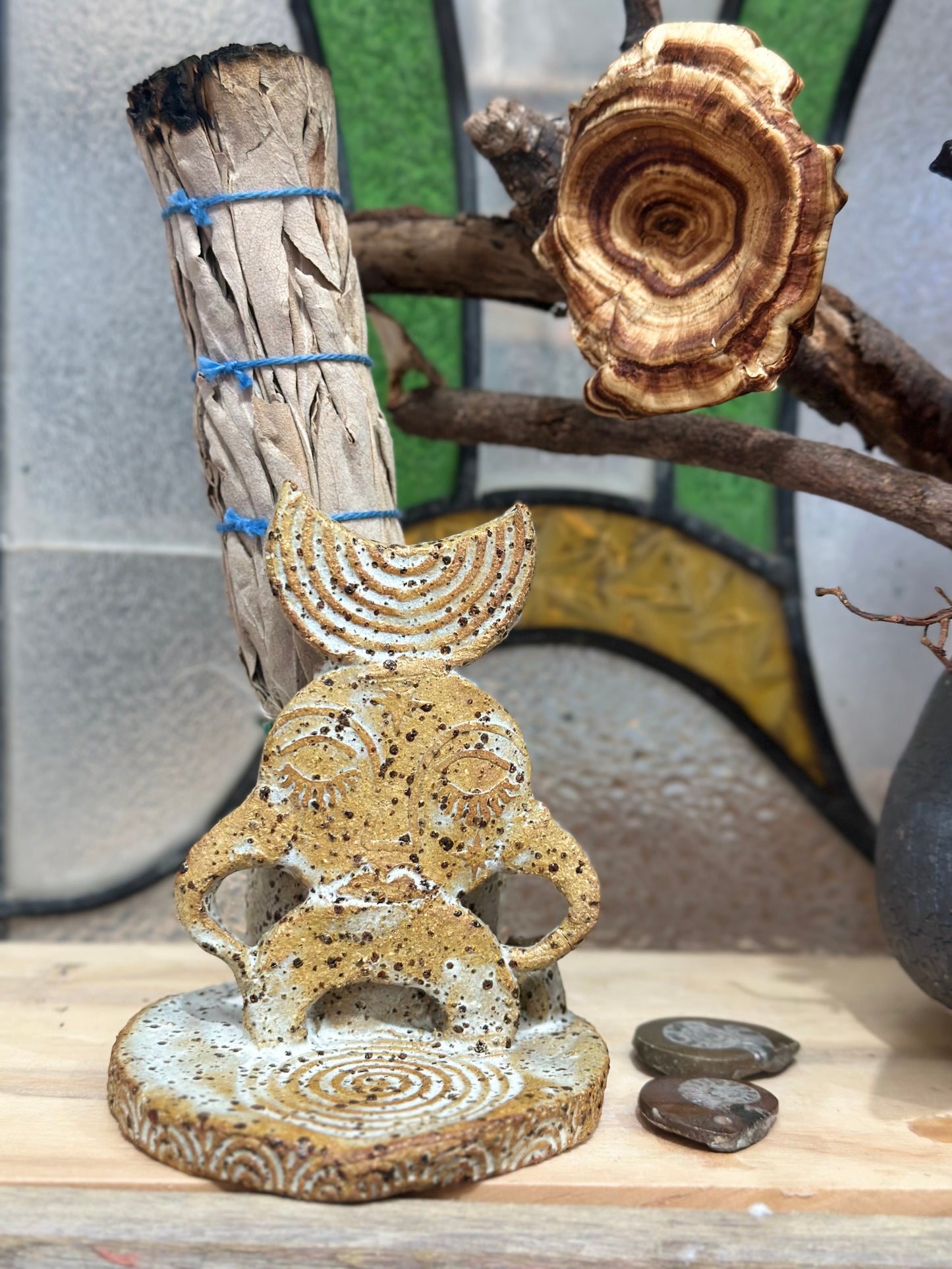 Earth Father Candle & Incense Holder