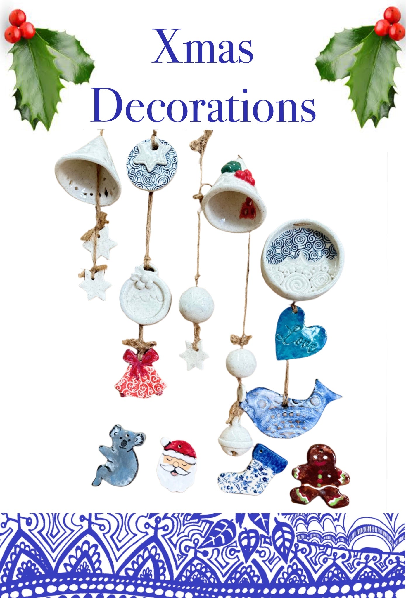 Christmas Pottery Workshop! Create your own Xmas Decorations. Sunday 17th November 10am - 12noon