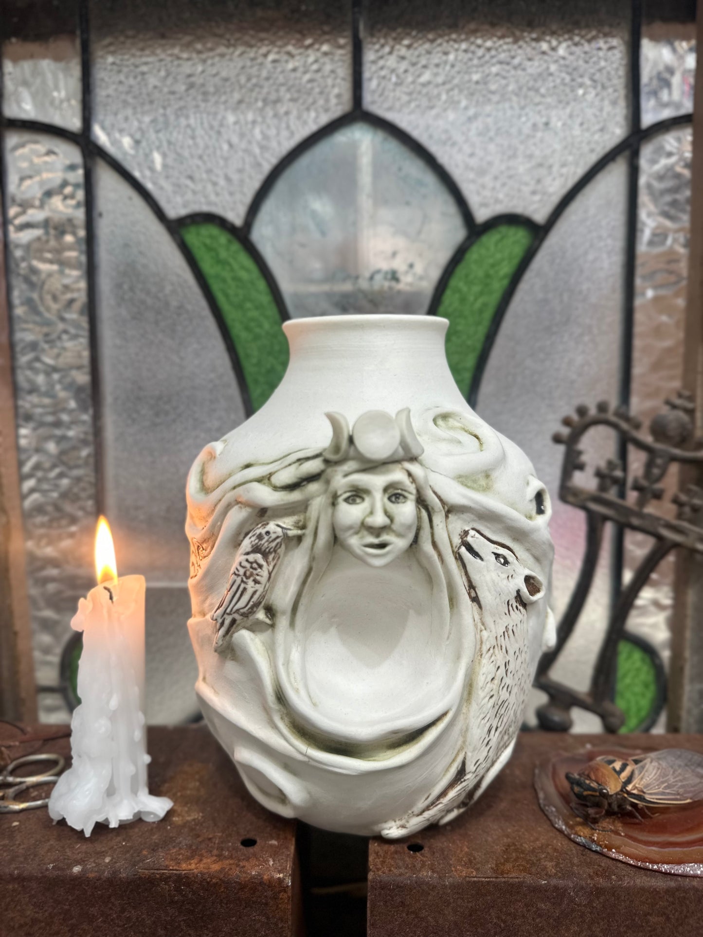 🌕 Wild Woman of the Stone Circle - Porcelain Vase