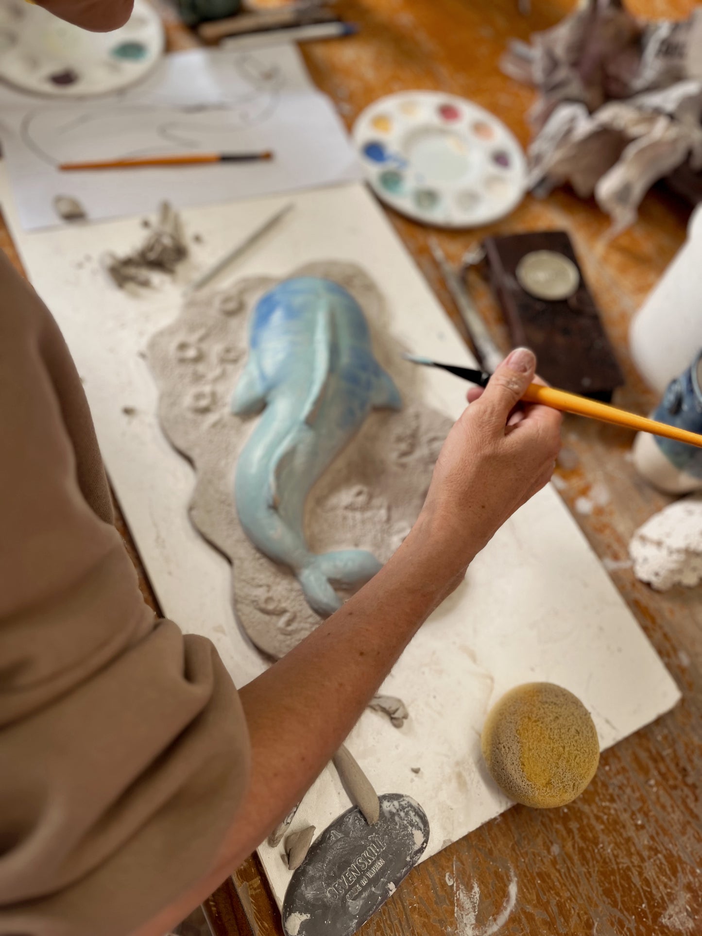 Sun 26th July 1pm - 3:30pm - Whimsical Whales – Ceramic Wall Hanging Workshop with Meri Mila