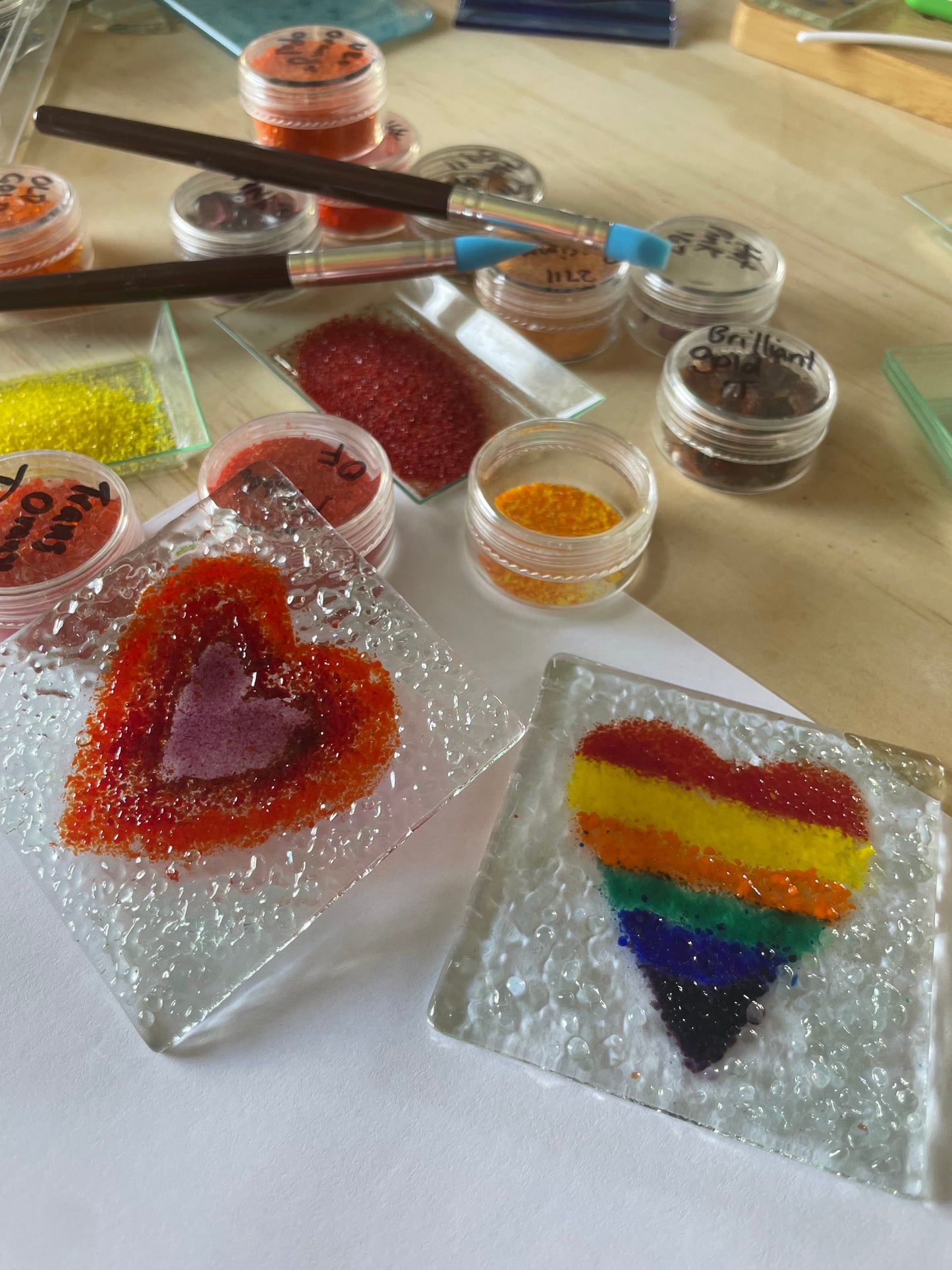 HOT GLASS ART! Fun with Frit! Sunday 9th February 10am-12noon - Be My Valentine - Glass fused Hearts and Flowers