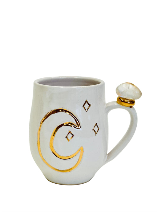 Sun and Moon Quartz Crystal Mug in White