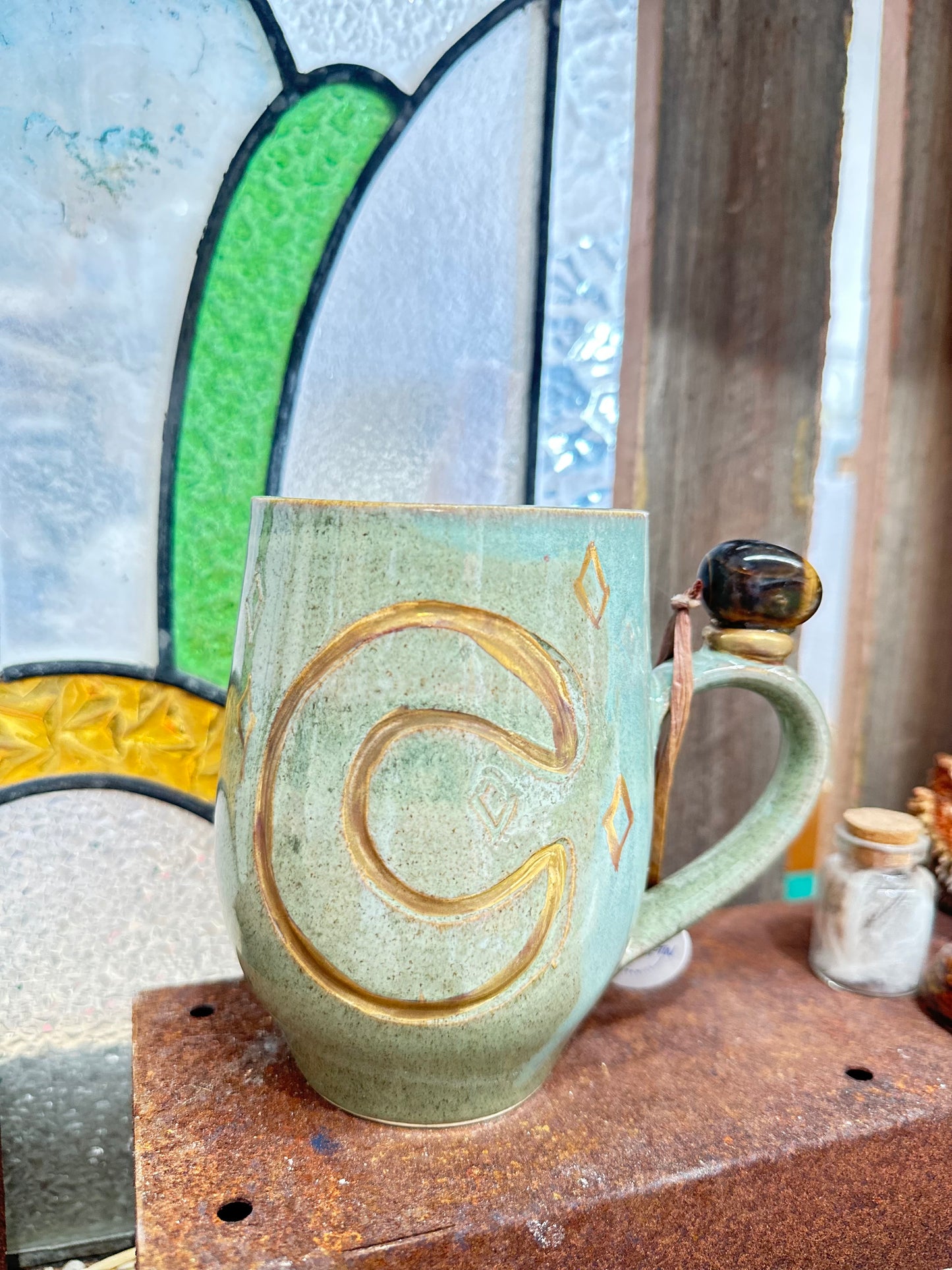 Sun and Moon Tigers Eye Crystal Mug