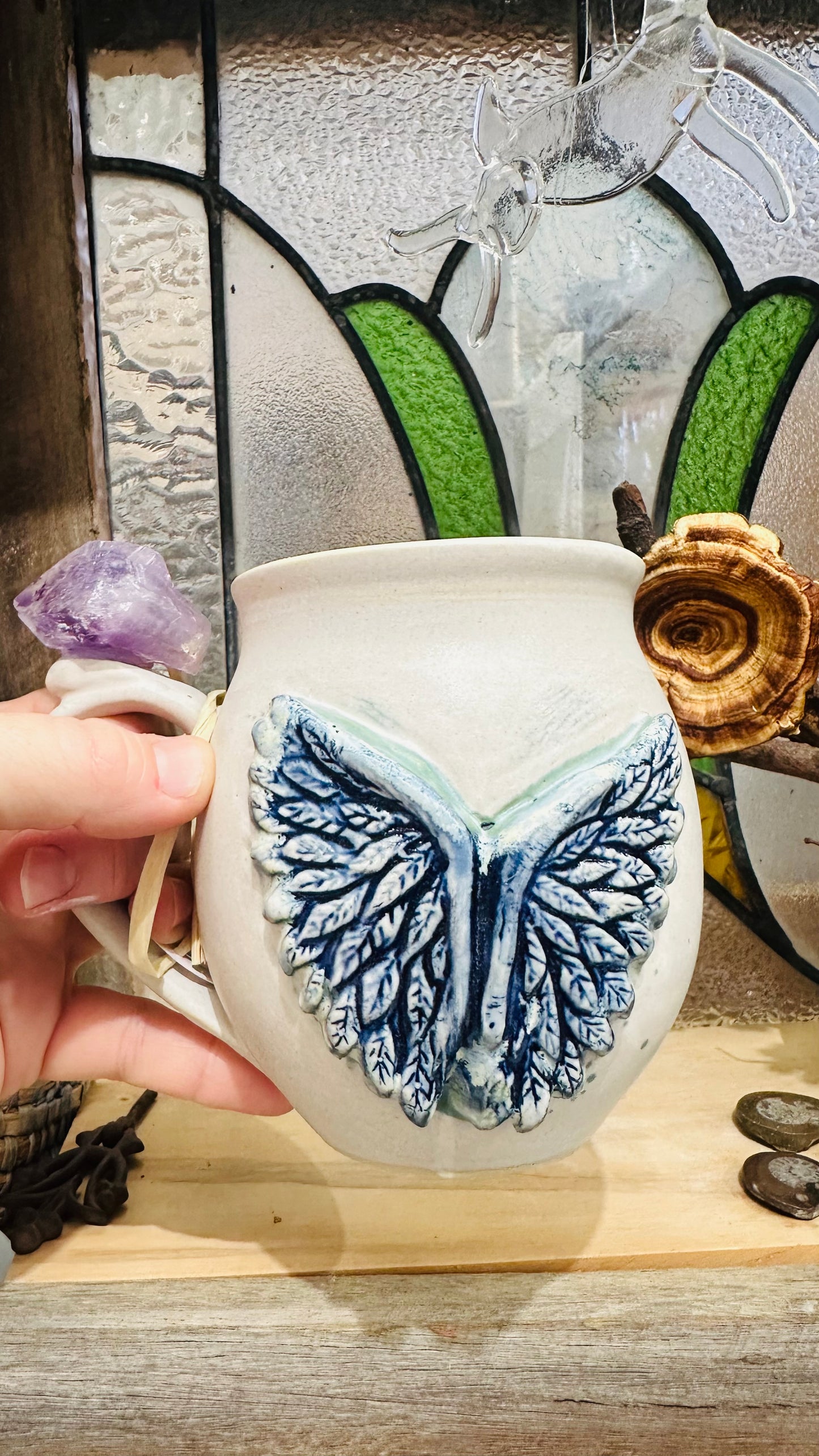 Angel Wing Amethyst Crystal Mug