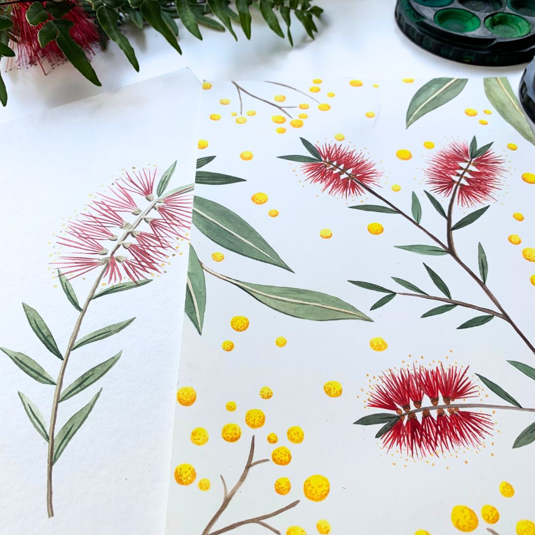 Watercolour Australian Flowers Workshop - Sat 1st March, 2-5pm Introduction to Watercolour Painting