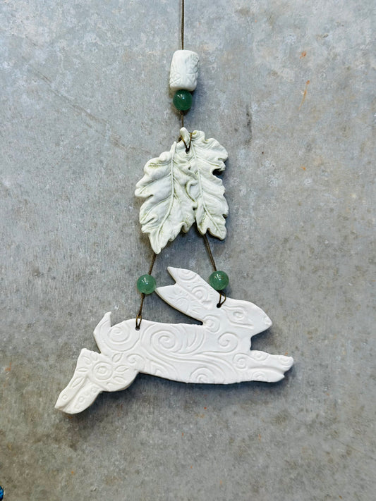 Folklore Wall Hanging - Hare, Oak and Jade
