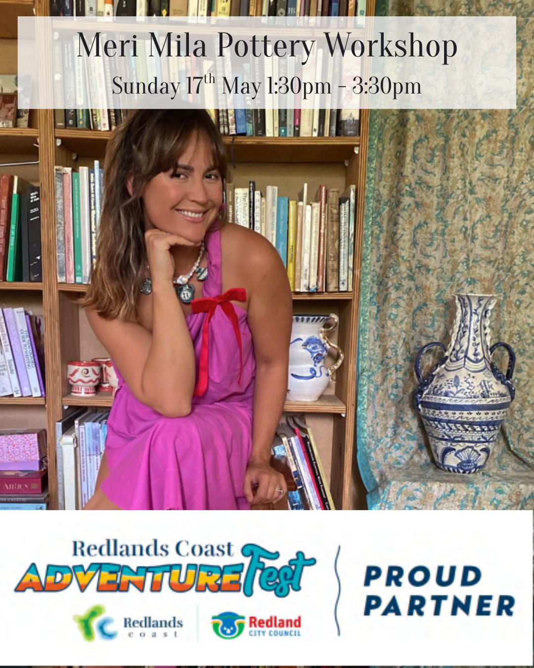 Sun 17th May 1:30pm - 3:30pm May - Redlands Coast AdventureFest - Meri Mila Whale Handbuilding Pottery Workshop
