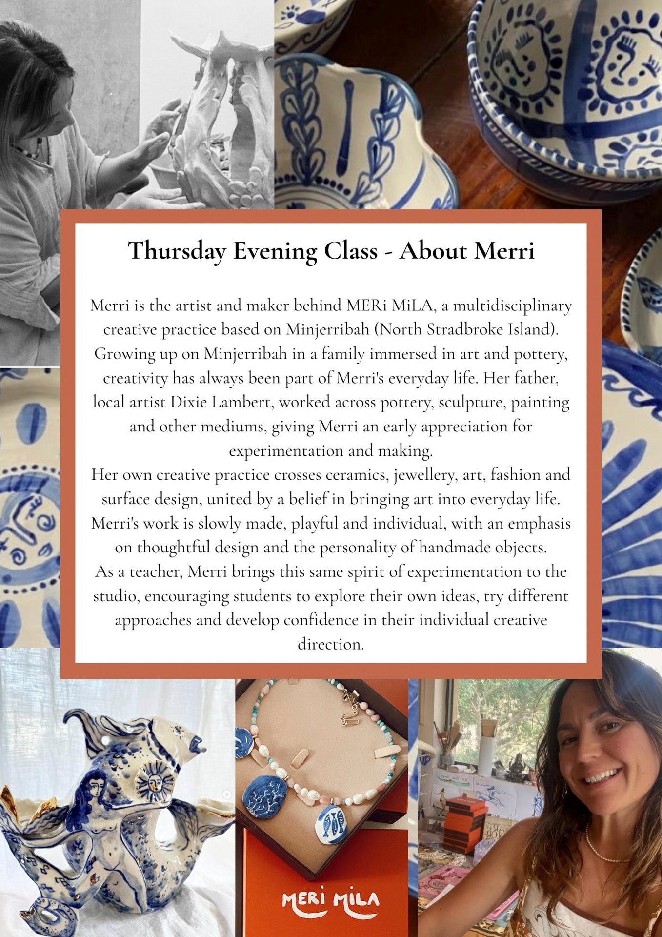 Ten Week Term. Starting Thursday 8th Oct. Hand building and Sculpting with Merri of MeriMila