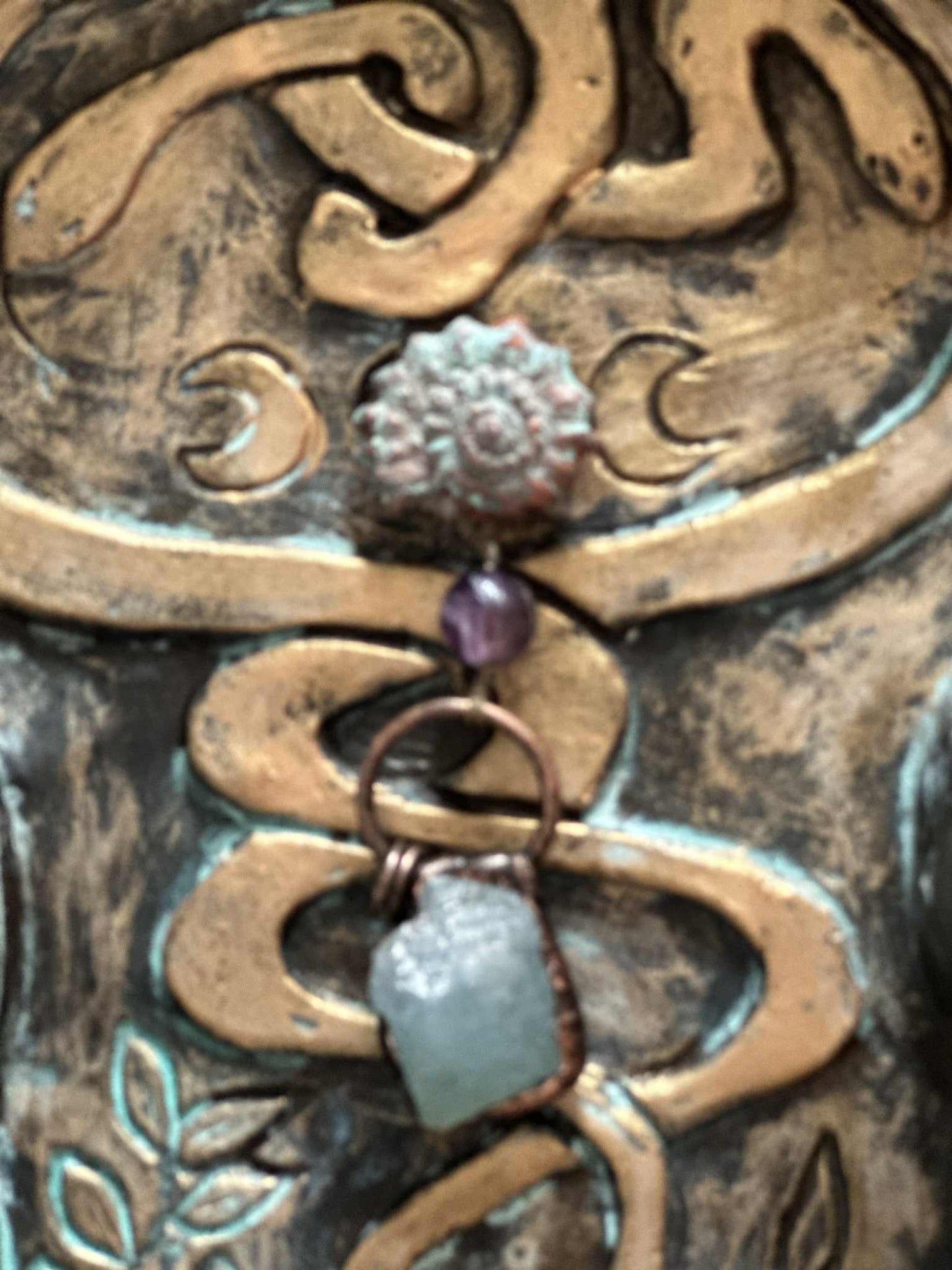 🔮 Crystal Talisman – Ammonite, Amethyst and Aquamarine