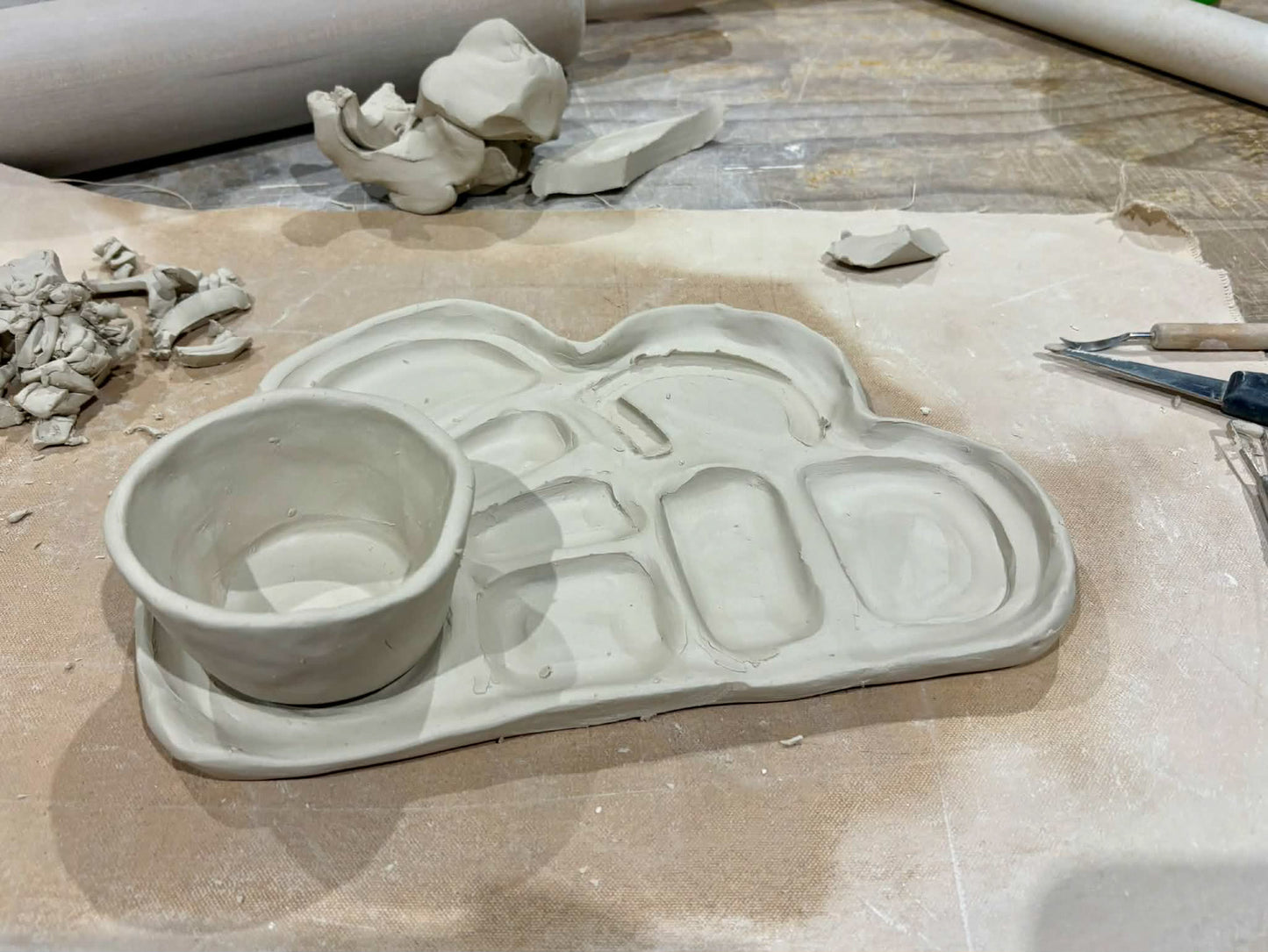 Friday 21st August 10am -12pm- Handbuilt Organic Ceramic Palette & Trinket Dish Workshop