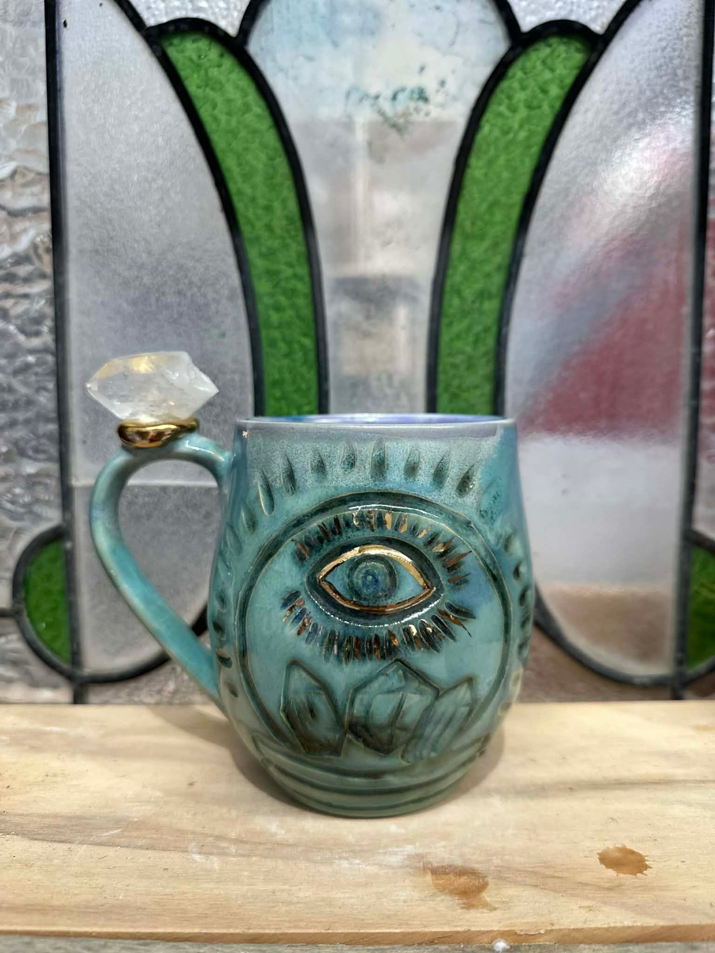 Crystal Ball Mug - Seeing Eye and Clear Quartz Point