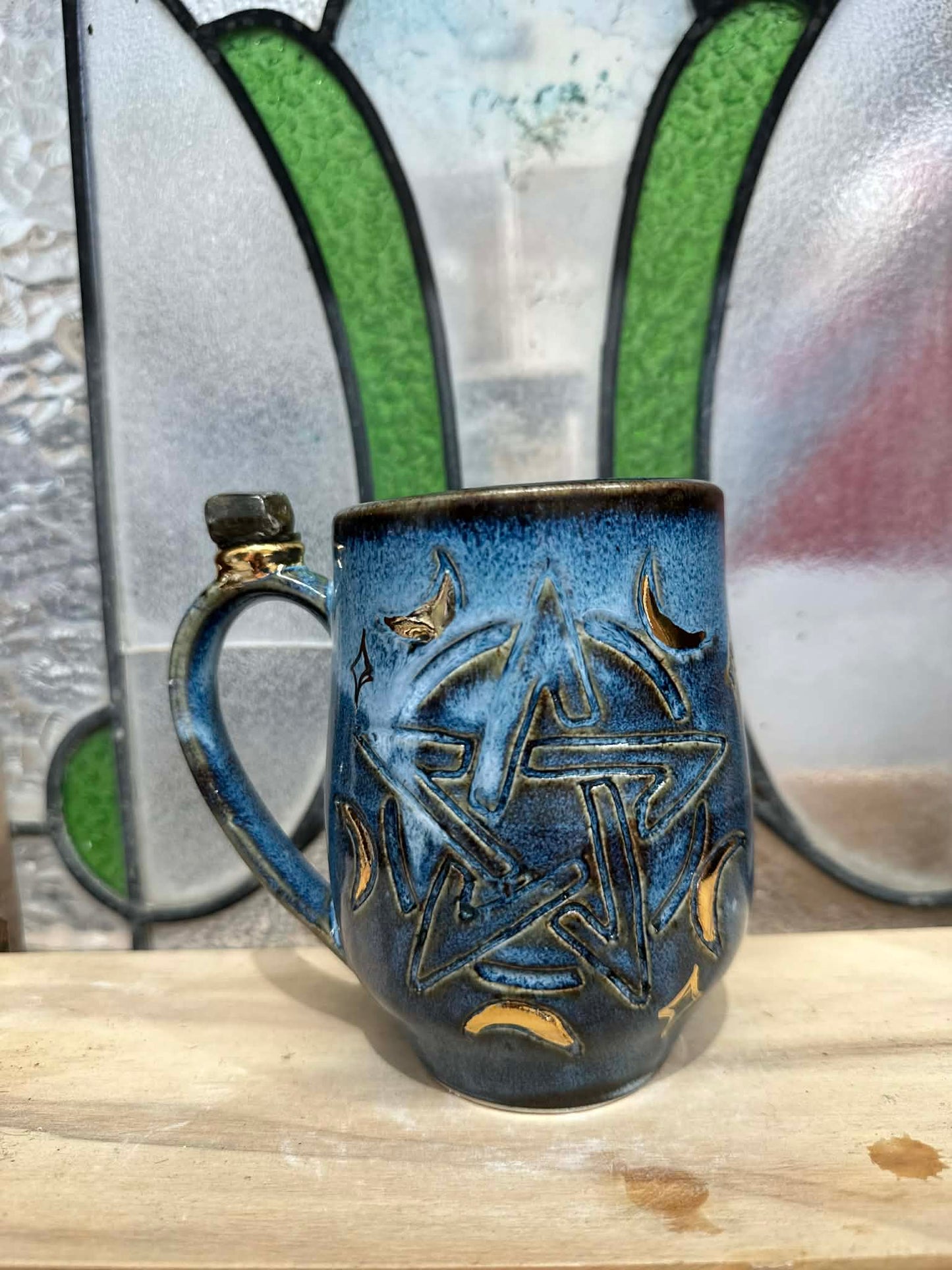 Pentagram Mug - Labradorite Crystal