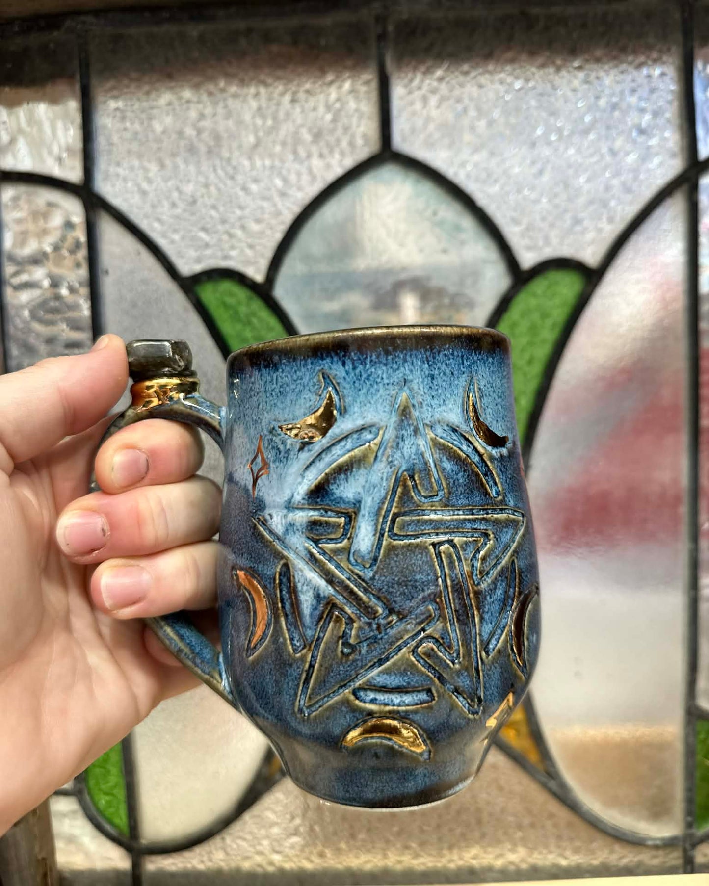 Pentagram Mug - Labradorite Crystal
