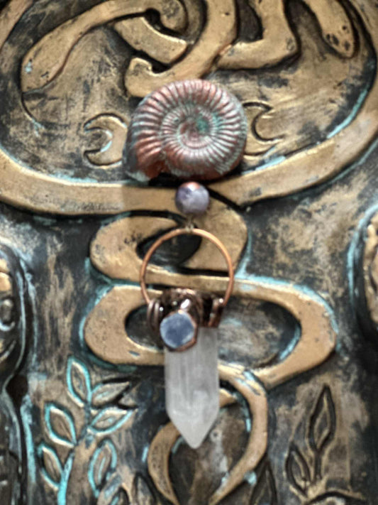 🔮 Crystal Talisman  – Ammonite, Amethyst, Clear Quartz and Kyanite