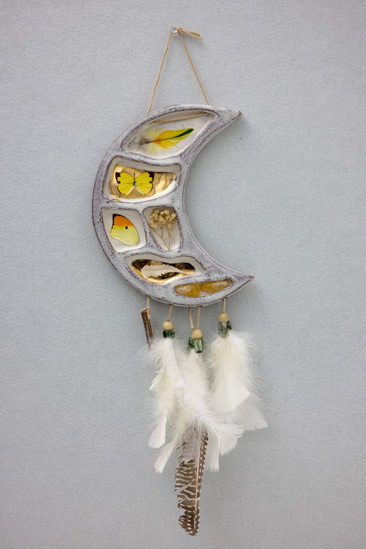 Crescent Moon Wall Hanging With Little Sulphur Butterfly