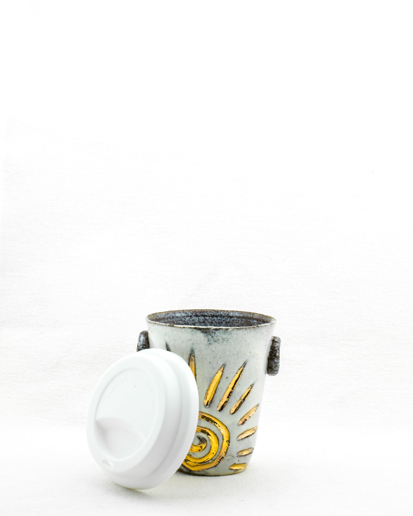 Sacred Full Moon Rising Sun Ceramic Holding Cup