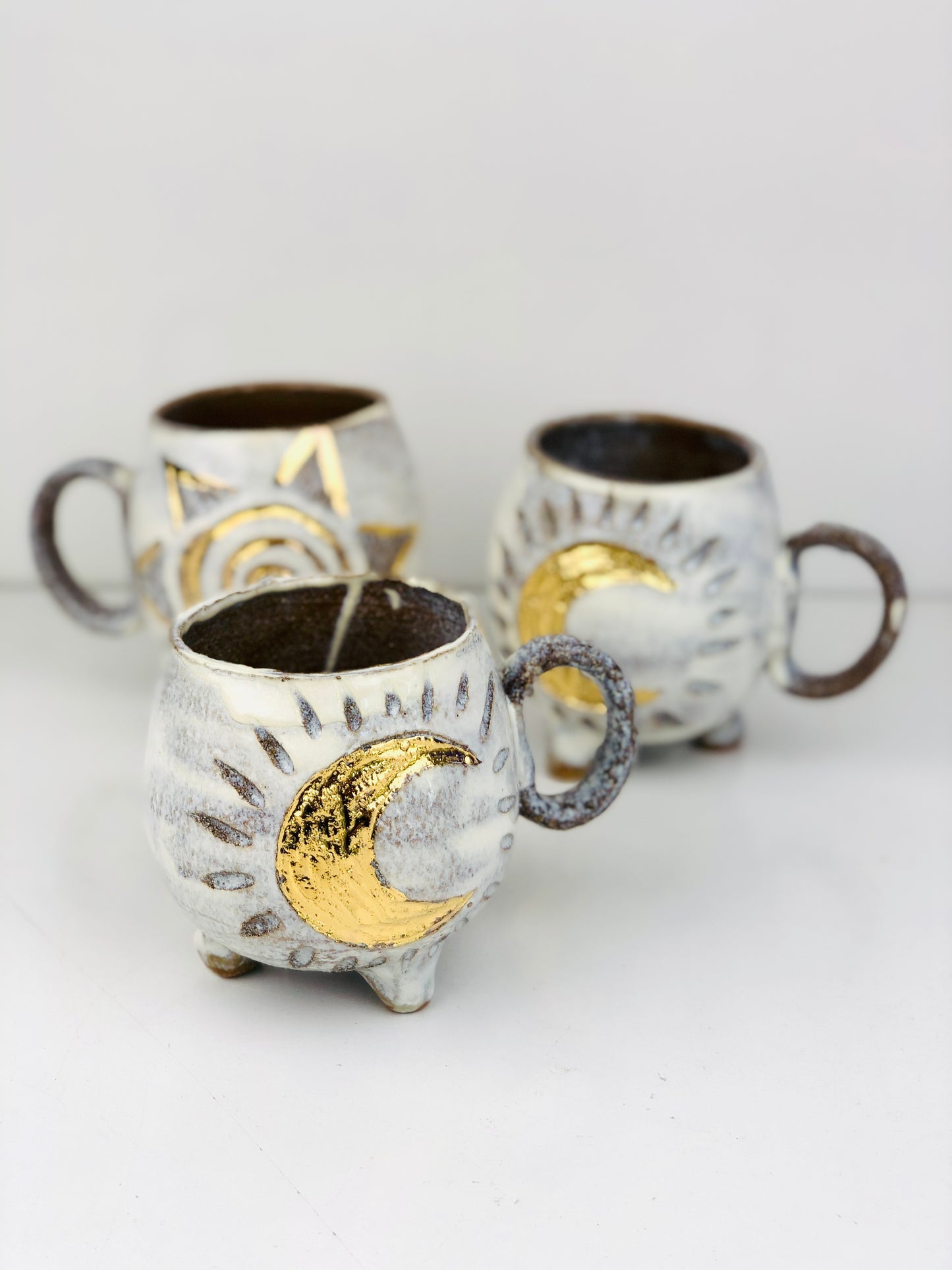 Sacred Full Moon - Sun and Moon Ceramic Cup with feet