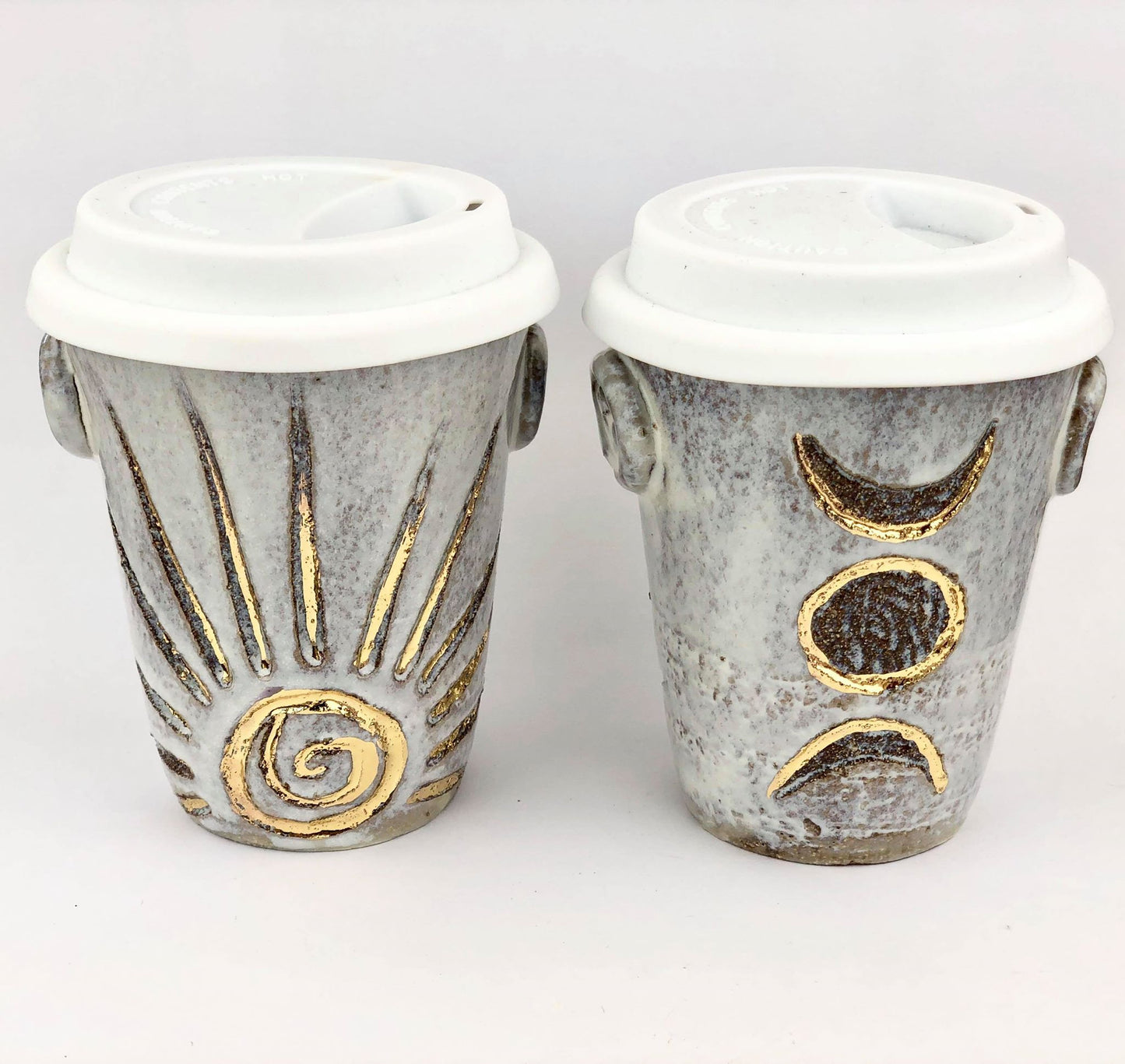 Sacred Full Moon Rising Sun Ceramic Holding Cup